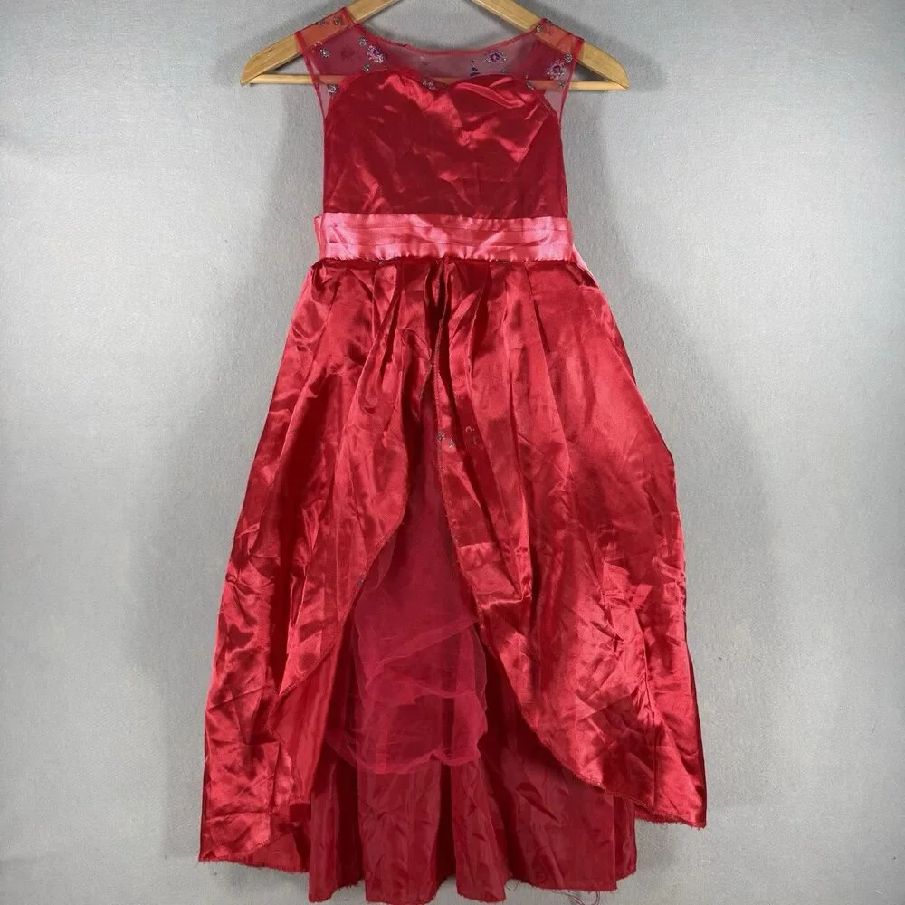 Disney Parks Elena Avalor Red Floral Costume Dress Girls Sz S 4-6 Princess Gown